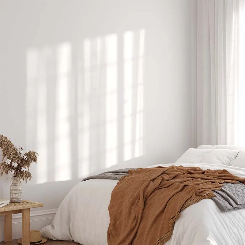 Modern bedroom with efficient heat pump providing optimal comfort and temperature control